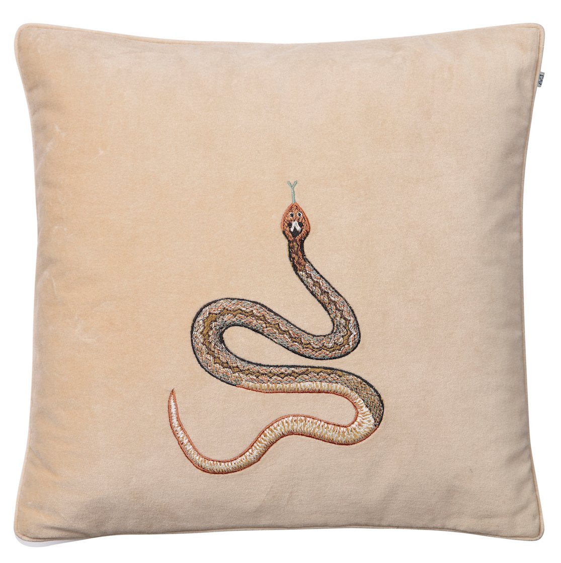 Kirjailtu kobra-tyynyliina 50x50 cm Beige