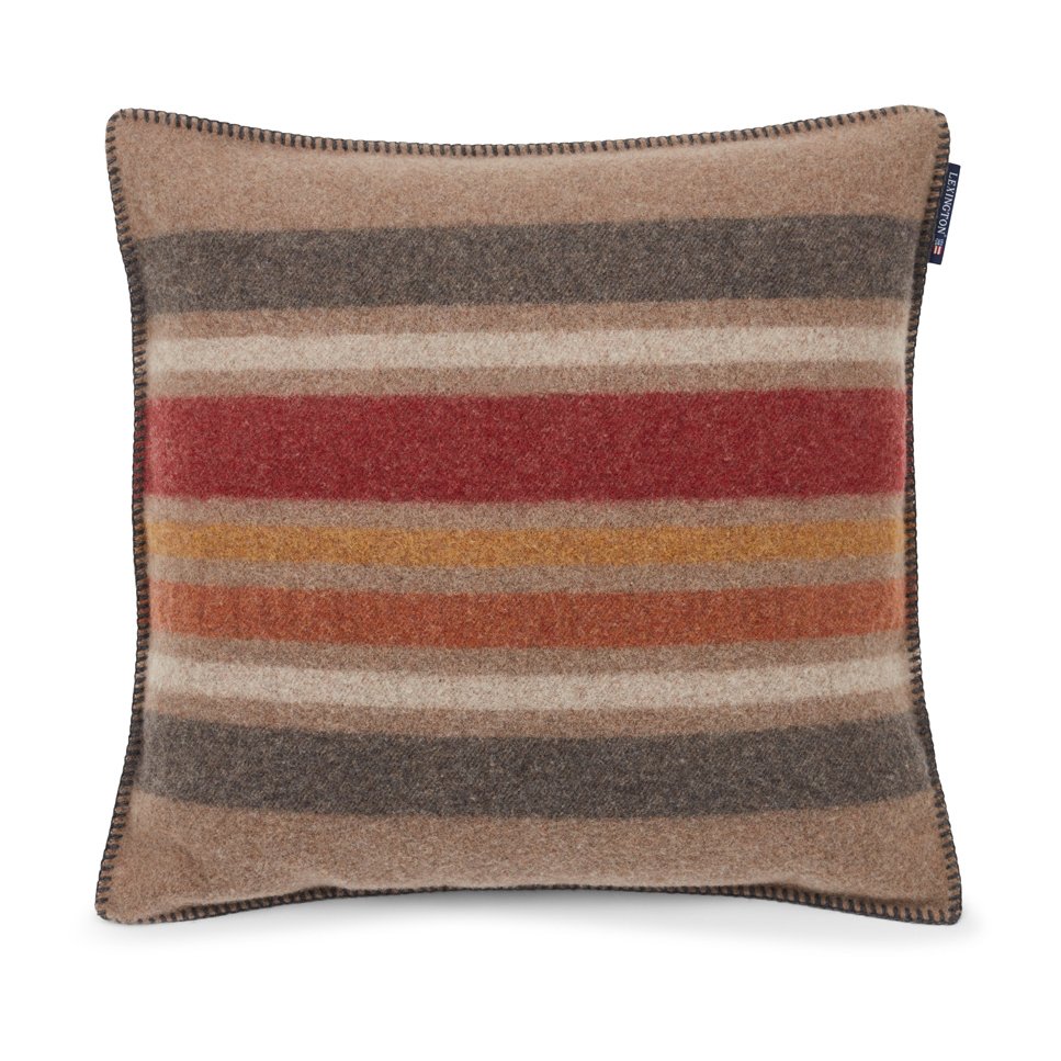 Multi Striped Recycled Wool tyynyliina 50x50 cm Mid brown-multi