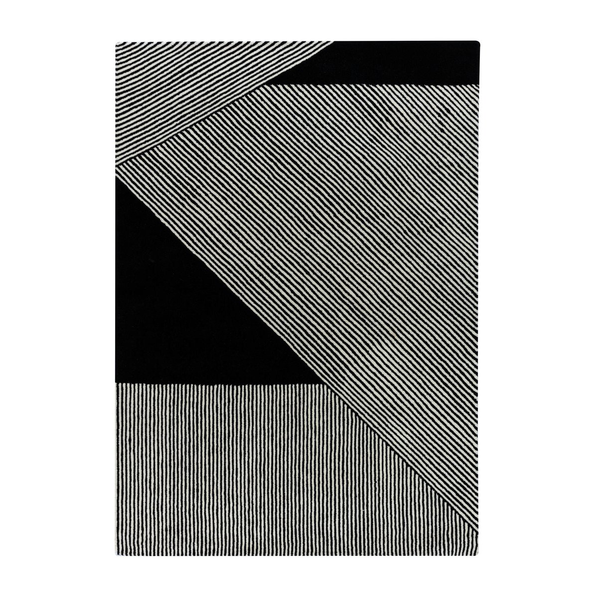 Stripes-villamatto, musta 170x240 cm