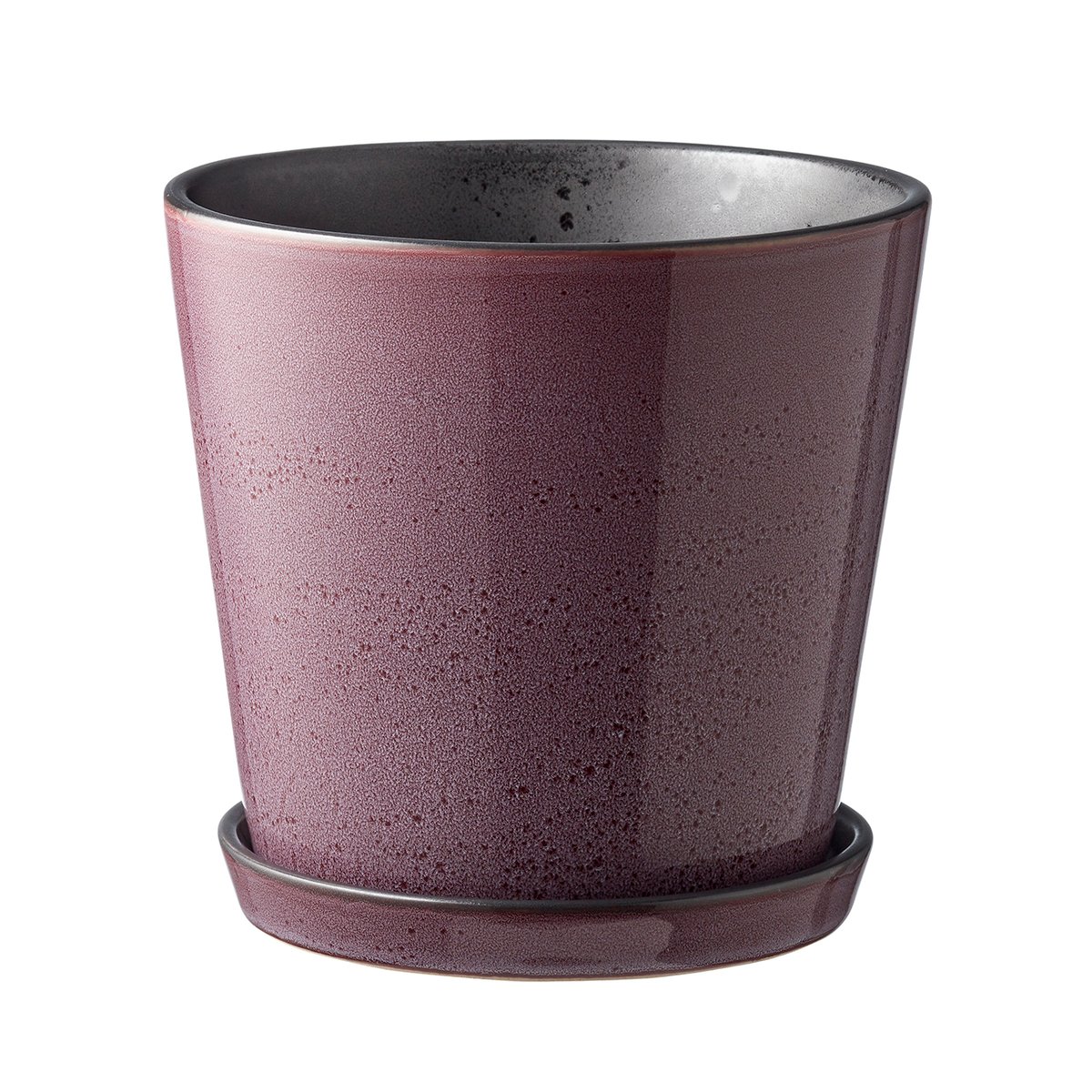 Bitz ruukku aluslautasella Ø 14 cm Violetti-musta