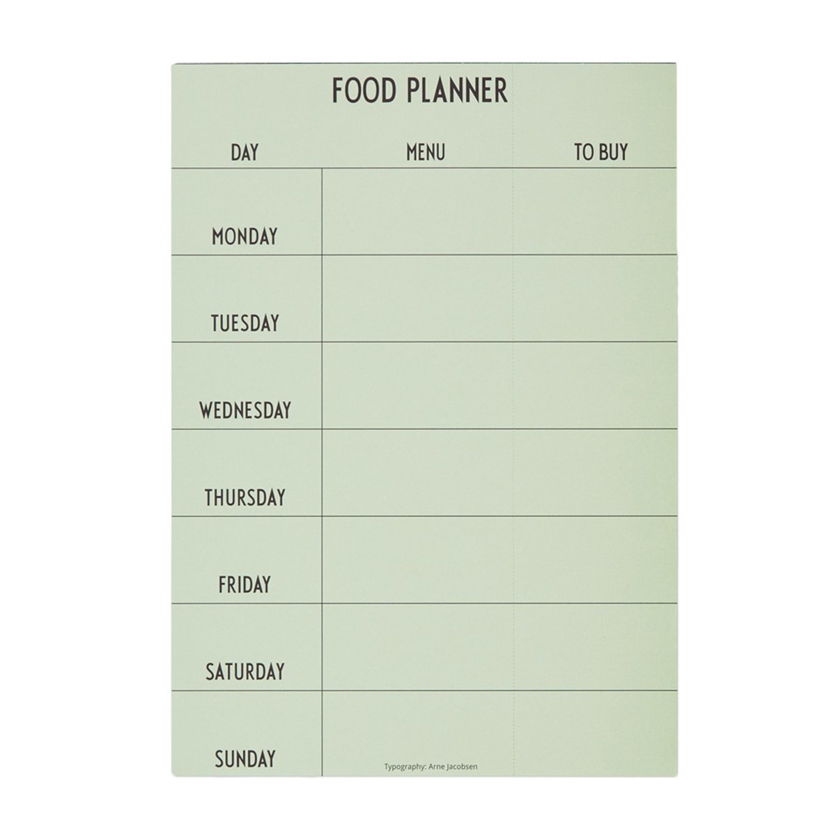 Design Letters Food Planner ruokalista minttu