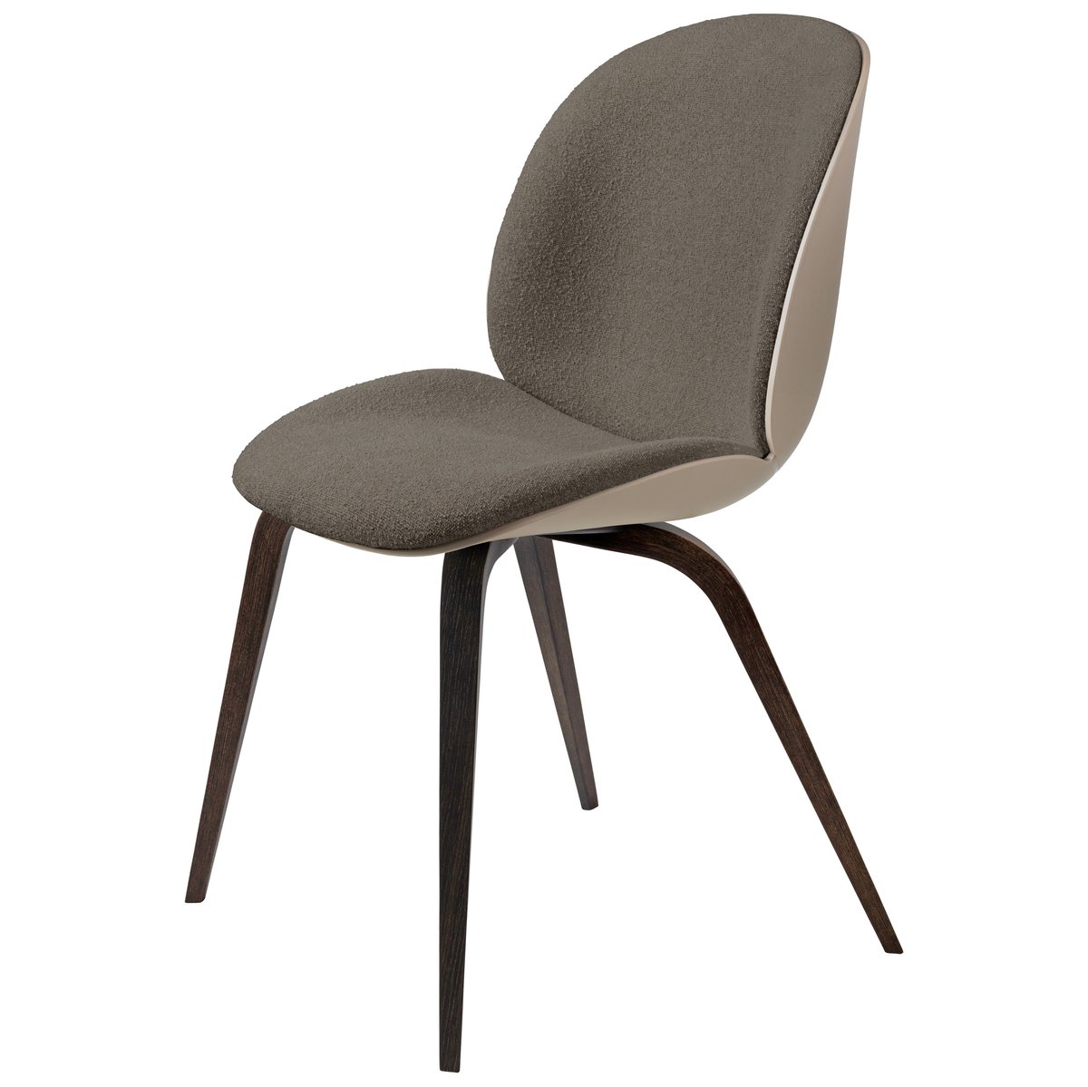 Beetle tuoli - topattu selkänoja/tuoliosa ja jalat savutammea New Beige-Light Bouclé 004