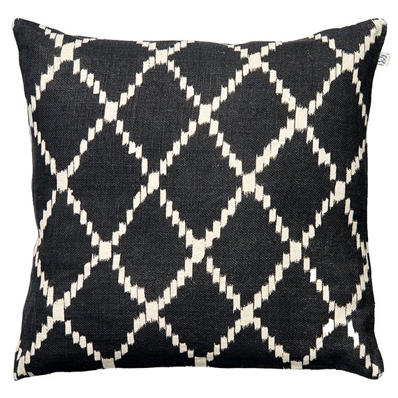 Ikat Kerela -tyynyliina 50x50 cm Musta-valkoinen