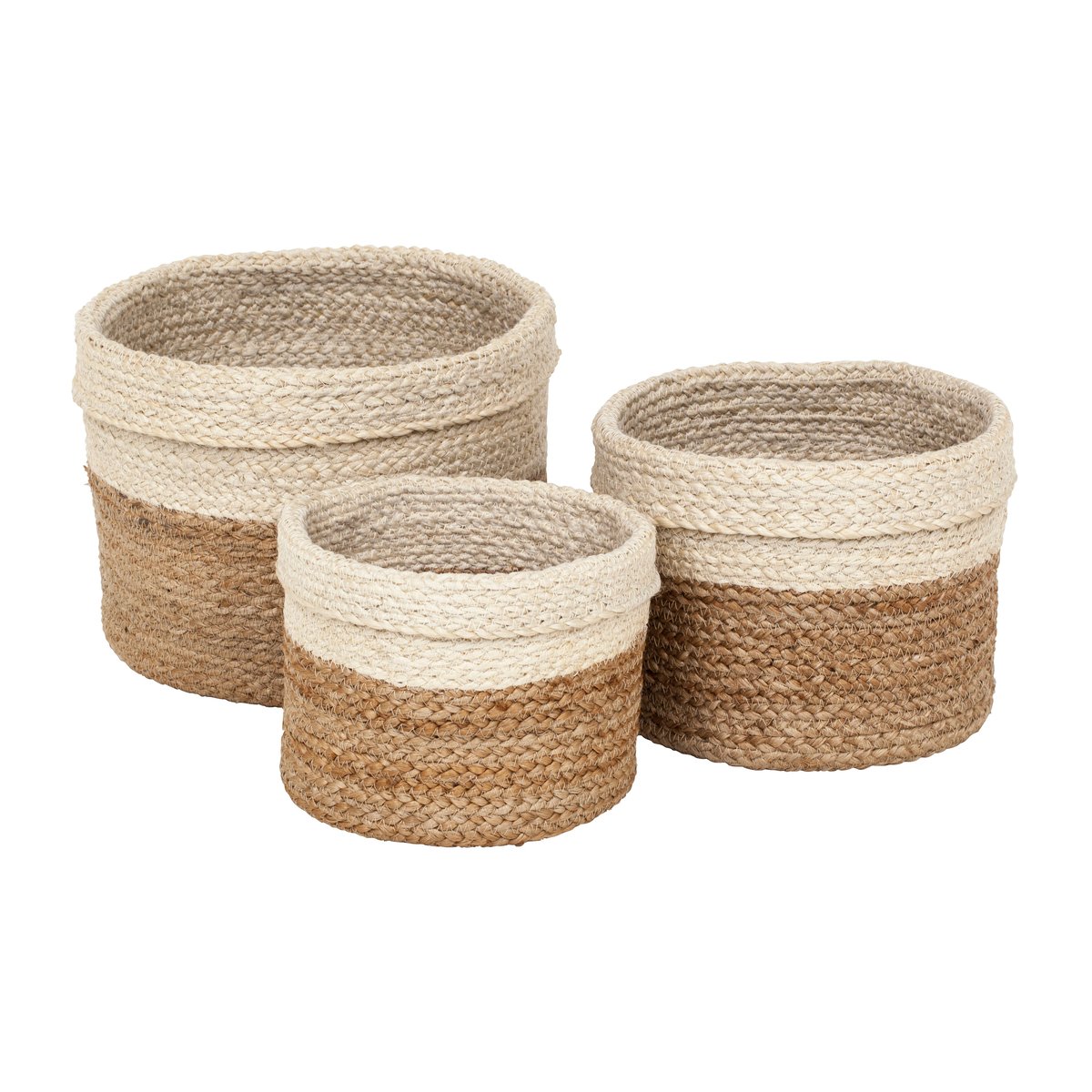 Flätad säilytyskori 3-pack Luonto-valkoinen