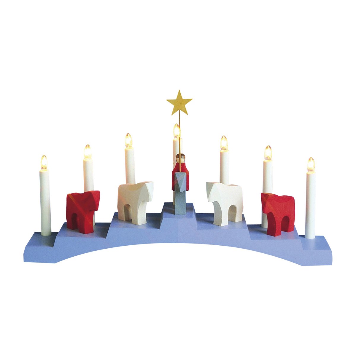 Staffans hevoset adventtikynttilänjalka 7 lamppua Sininen