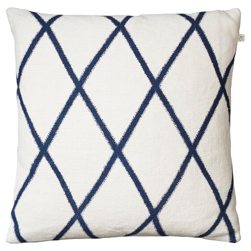 Ikat Orissa -tyynyliina 50x50 cm Luonnonvalkoinen-sininen