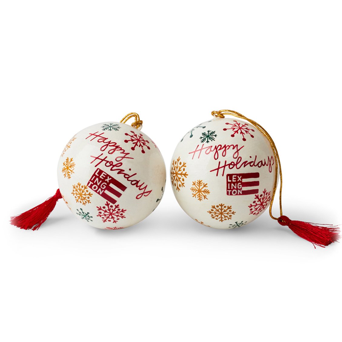 Papier Maché joulukuusenkoriste Ø8 cm 2-pack White Multi