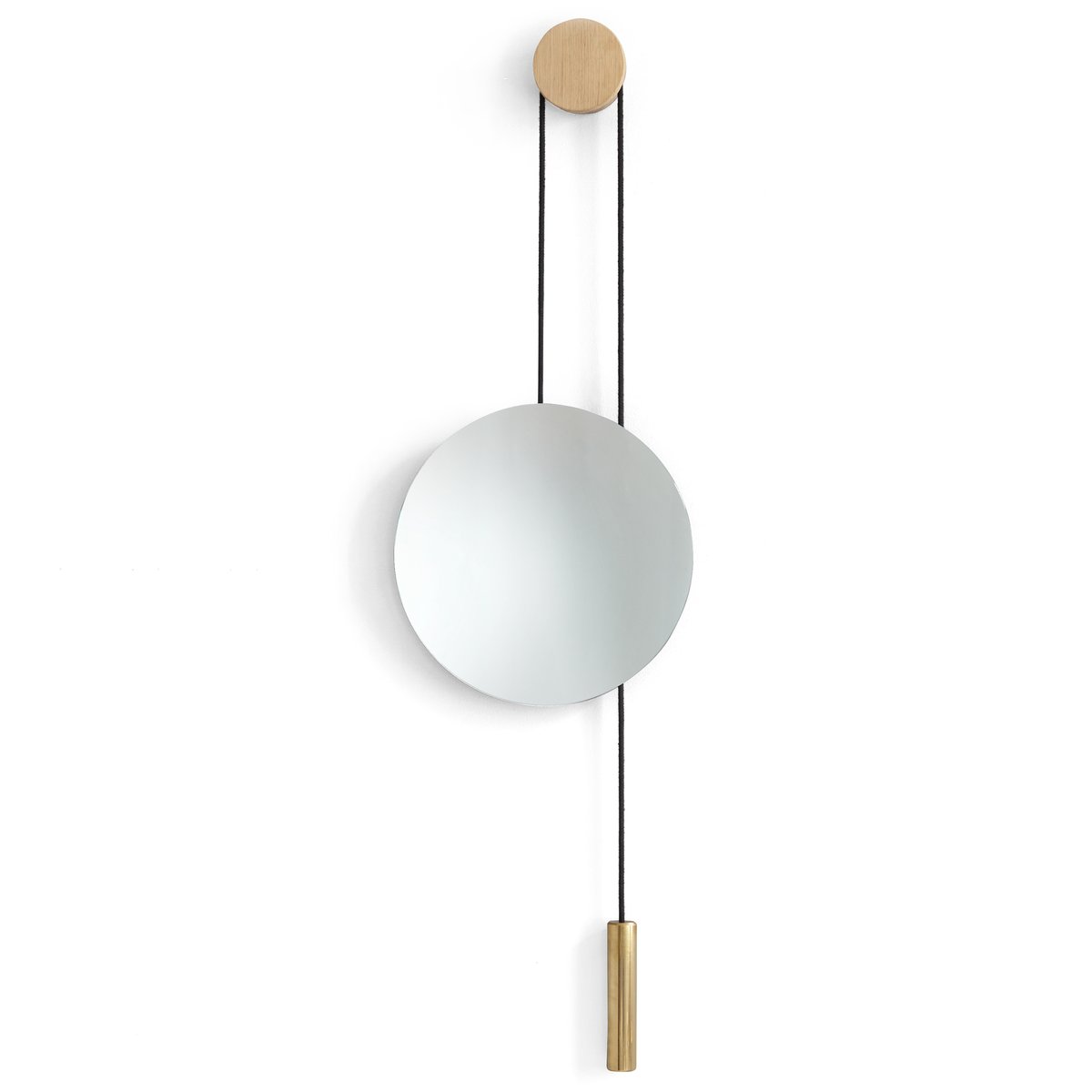 Rise and Shine -peili Natural oak-brass weight