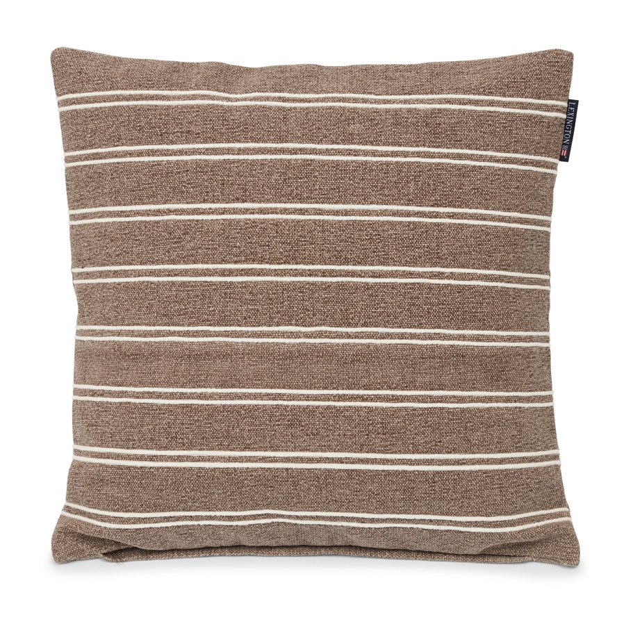 Deco Striped Cotton Canvas tyynyliina 50x50 cm Mid brown-white