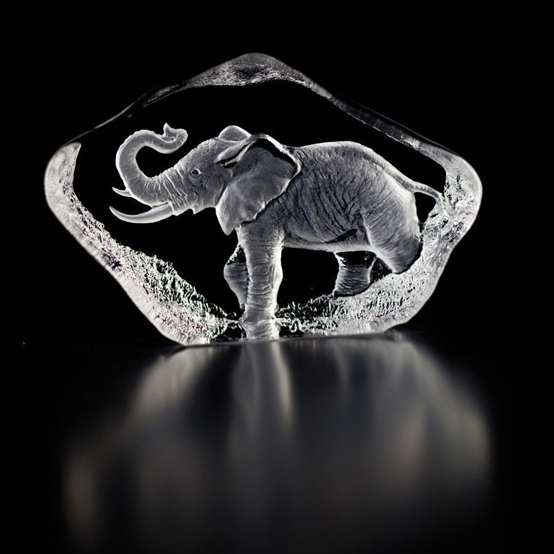 Wildlife lasiminiatyyri elefantti lasi