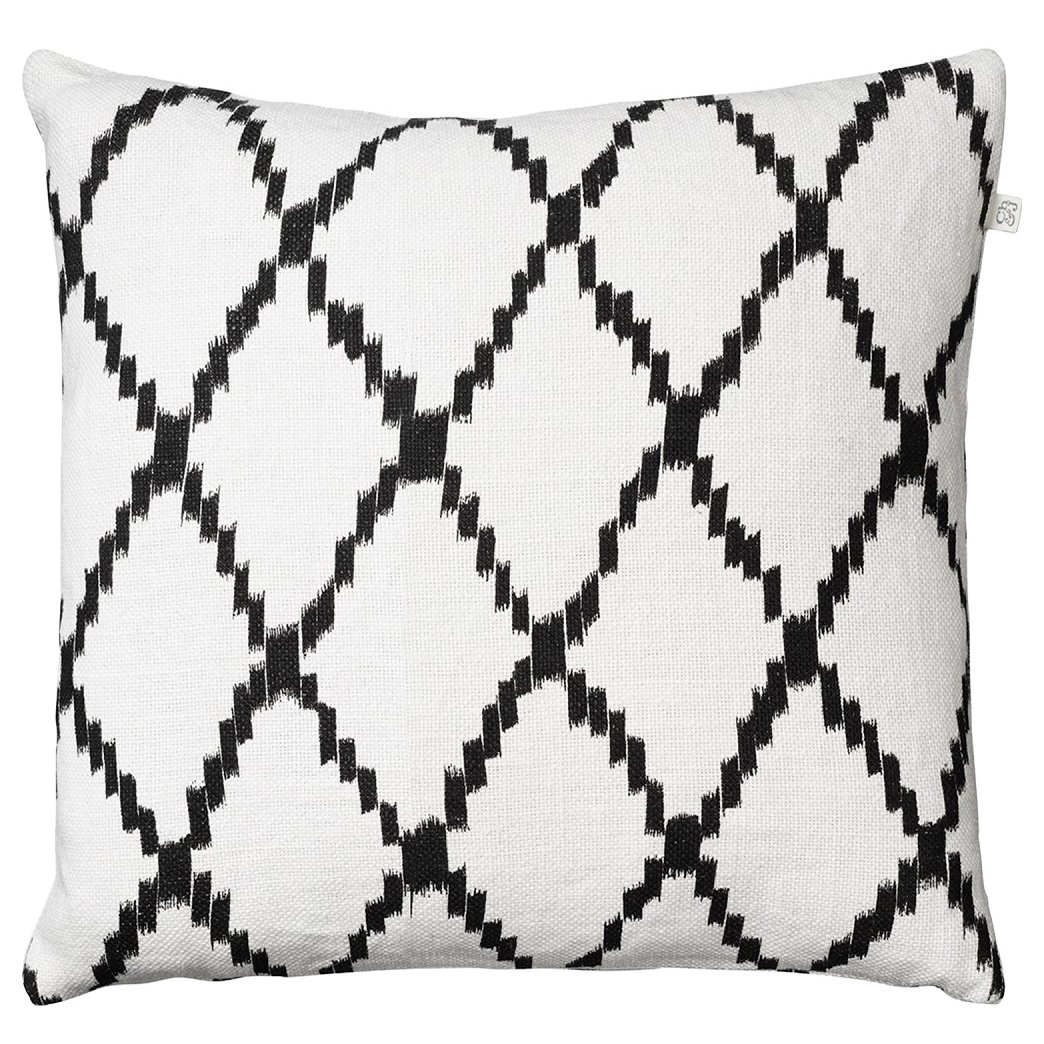 Ikat Kerela -tyynyliina 50x50 cm Luonnonvalkoinen-musta