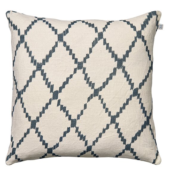 Ikat Kerela -tyynyliina 50x50 cm Valkoinen-sininen