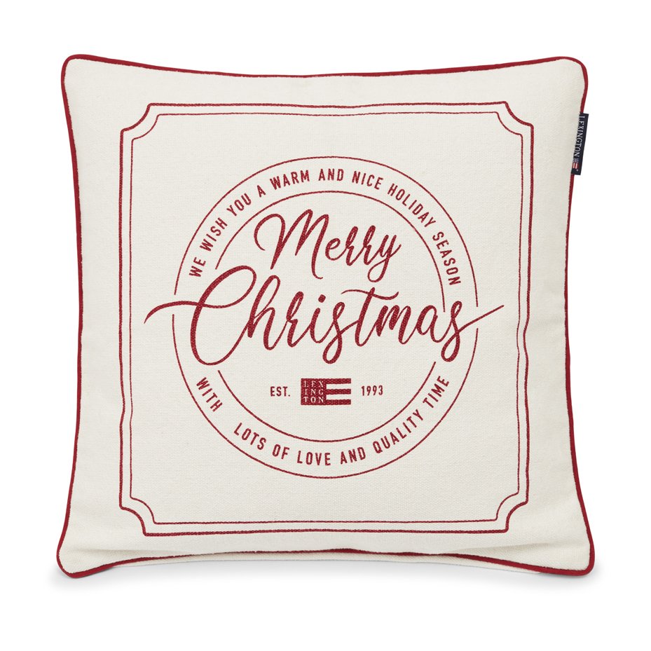 Merry Christmas Cotton Canvas tyynyliina 50x50 cm Off white-red