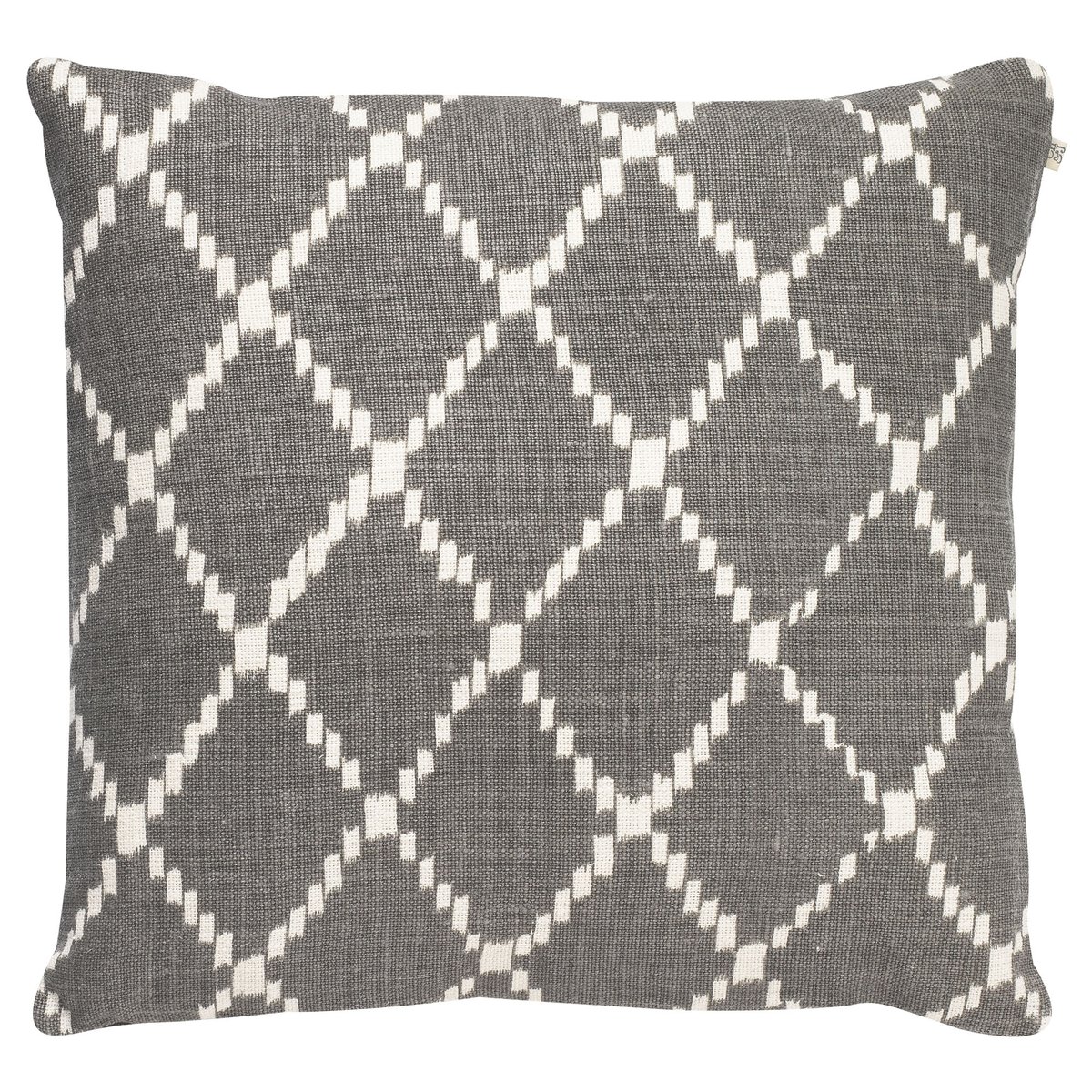 Ikat Kerela -tyynyliina 50x50 cm Harmaa-valkoinen