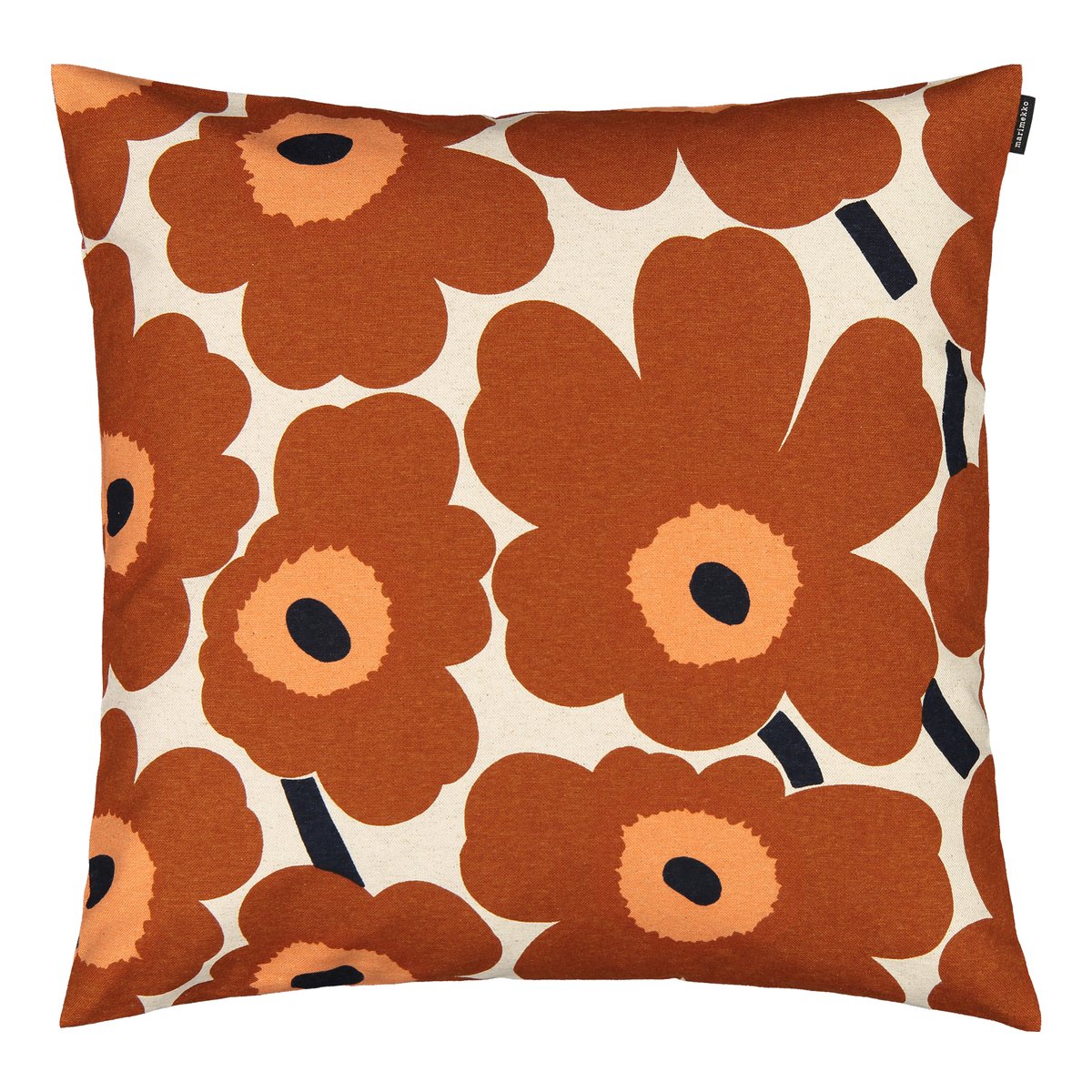 Pieni Unikko -tyynynpäällinen puuvilla-pellava 50x50 cm Beige-ruskea
