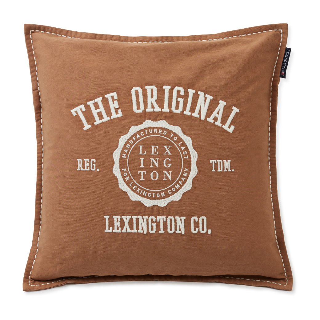 Cotton Twill Logo Message tyynyliina 50x50 Dark beige