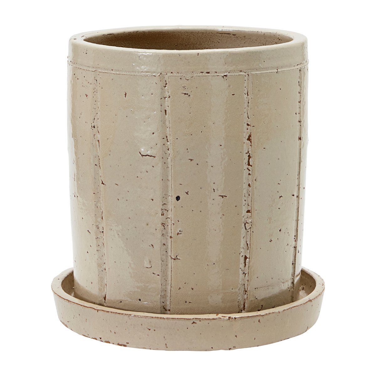 Julian kukkaruukku lautasella Ø22 cm Beige