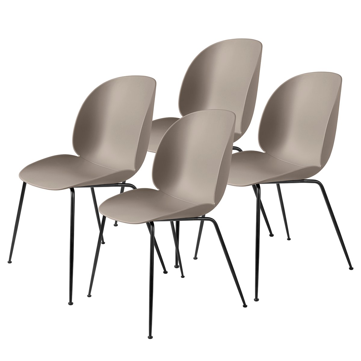 Beetle tuoli mustat jalat, 4-pakkaus New Beige