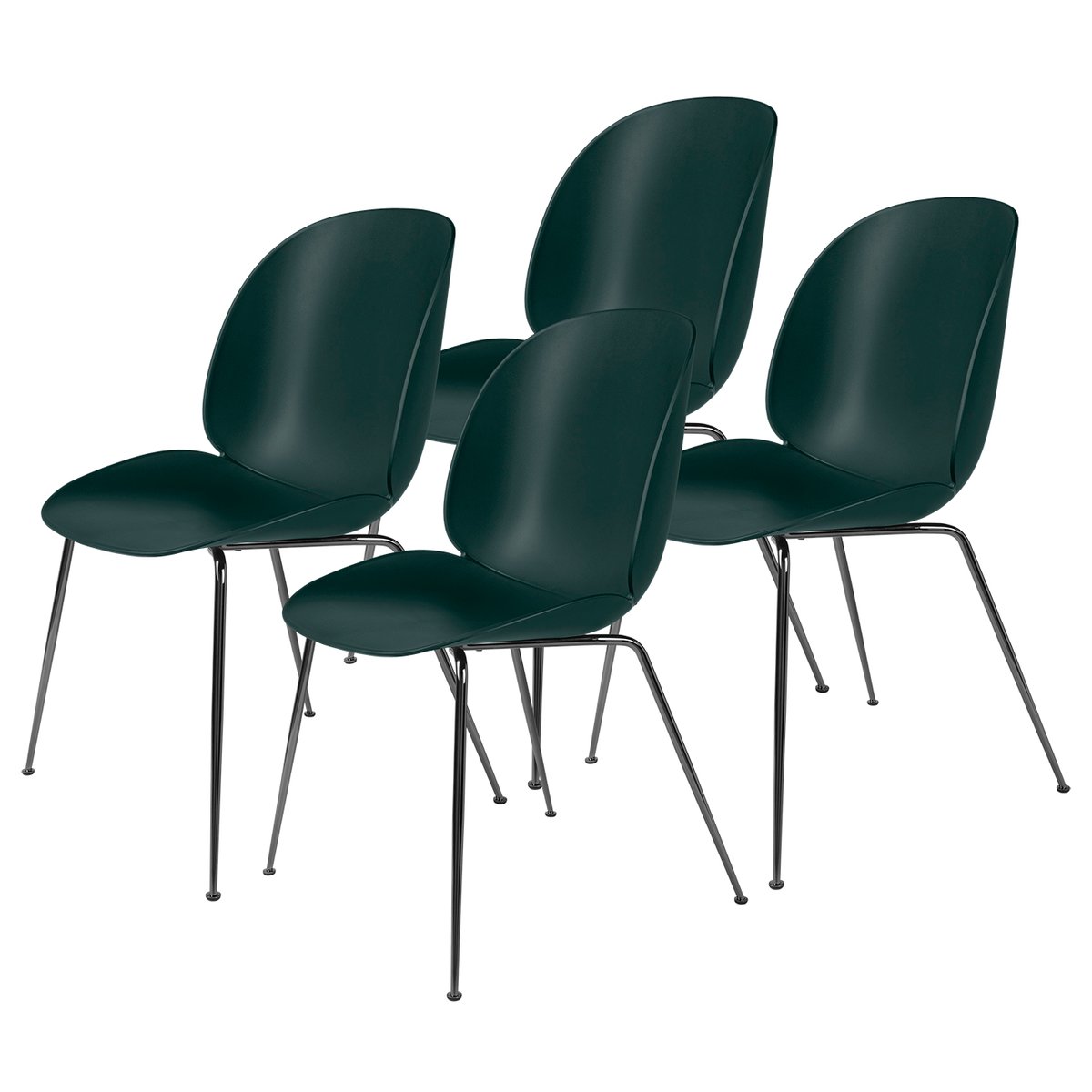 Beetle tuoli mustakromatut jalat, 4-pakkaus Dark Green