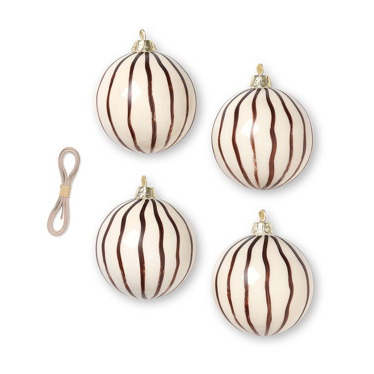 Lines joulukoristeet Ø8 cm 4-pack Puna-ruskea