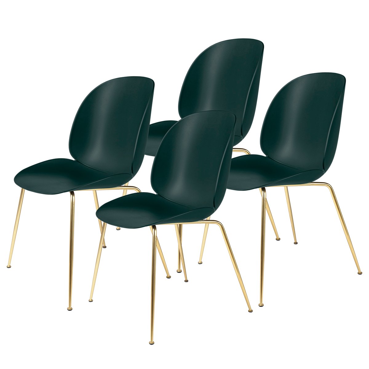 Beetle tuoli messinkijalat, 4-pakkaus Dark Green